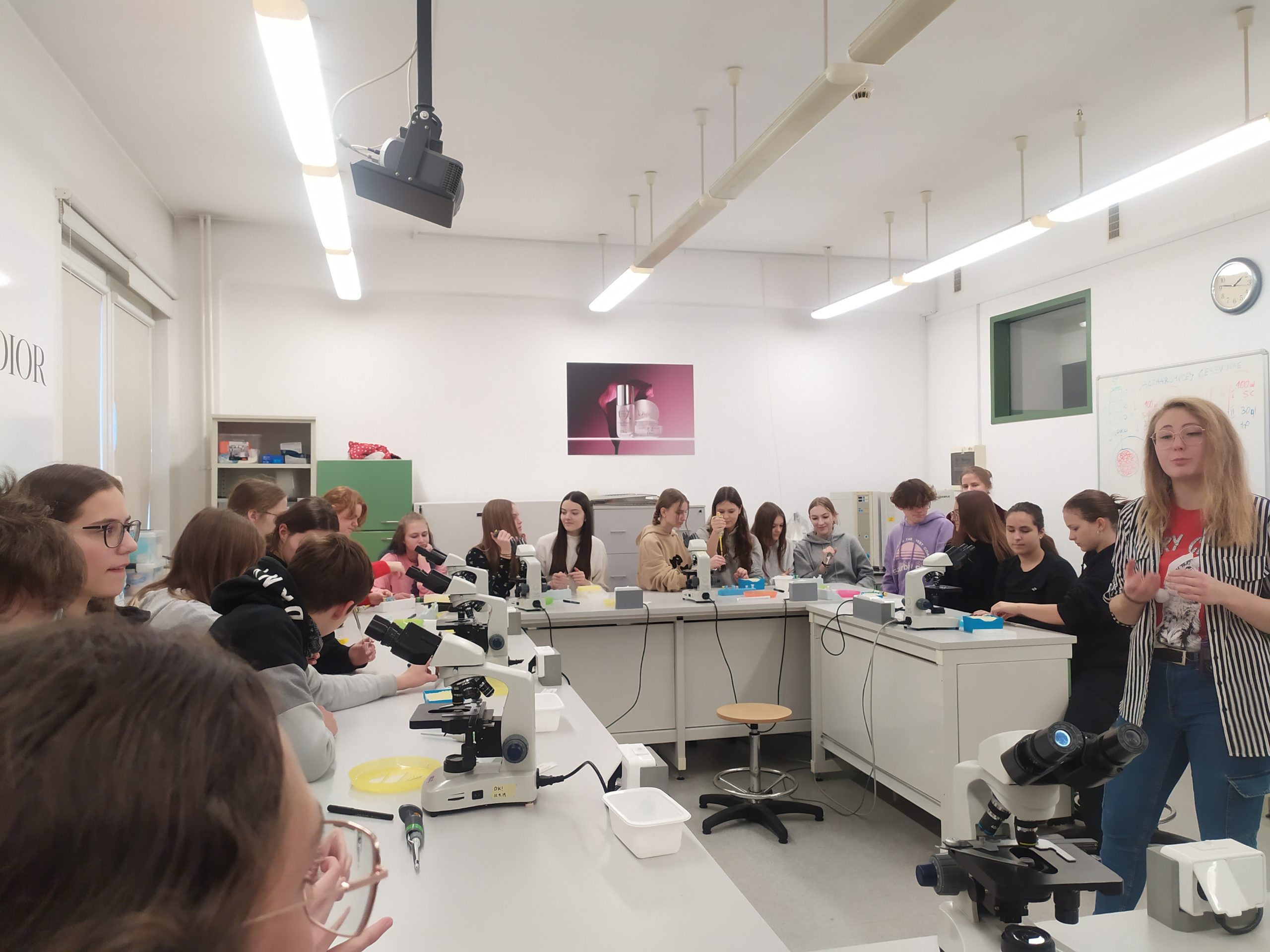 Klasa 1C i 2C uczestniczyły w warsztatach biologicznych pt „Zajrzyj do wnętrza komórki”, które odbyły się na Wydziale Biologii UW